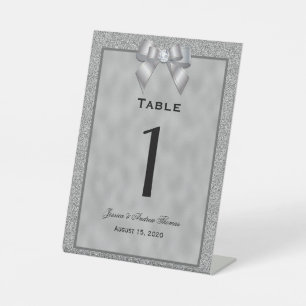 Signe De Table Mariage de Parties scintillant Silver & Stylé Numé