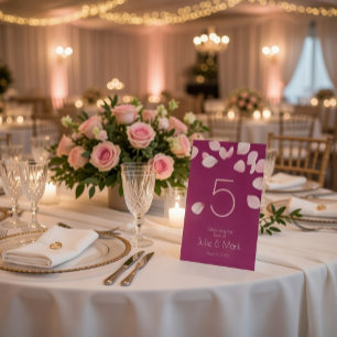 Signe De Table Mariage de pétales roses romantiques