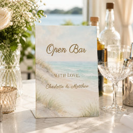Signe De Table Mariage de plage côtière Bar ouvert