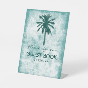 Signe De Table Mariage de plage de palmiers tropicaux