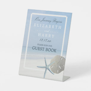 Signe De Table Mariage de plage de sable Dollar et Starfish