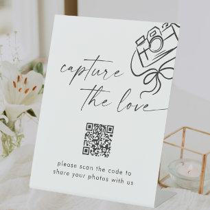 Signe De Table Mariage de script moderne capture le code QR d'amo