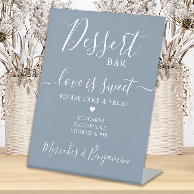Signe De Table Mariage Dessert Bar Love Sweet Custom Dusty Blue (Créateur téléchargé)