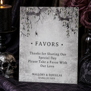 Signe De Table Mariage d'Halloween Gothique Rustique Bourgogne No