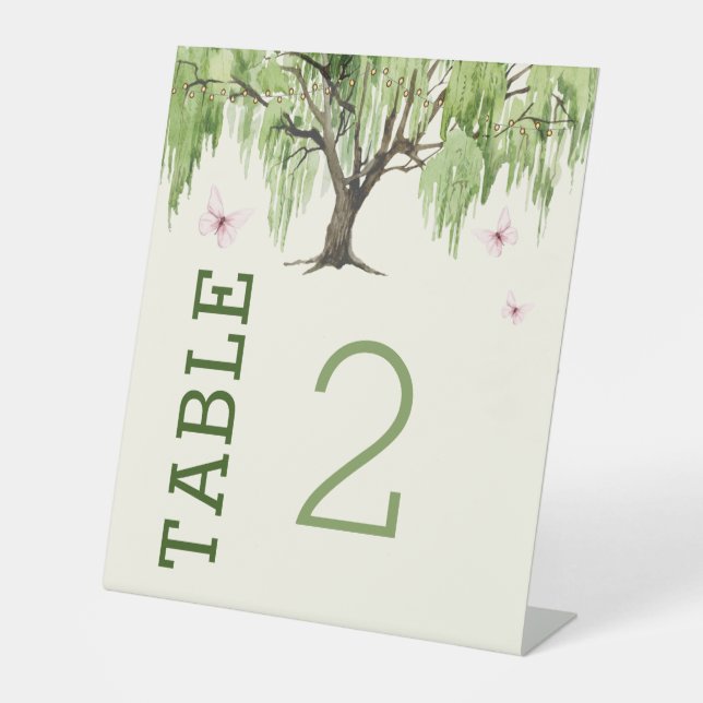 Signe De Table Mariage du saule de pleurs Numéro de table Signal  (Recto)