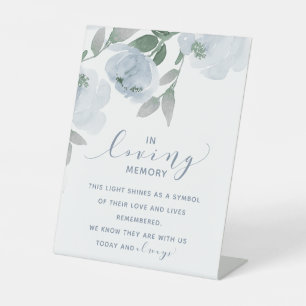 Signe De Table Mariage Dusty Bleu & Gris Aquarelle En Mémoire