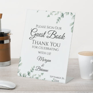 Signe De Table Mariage élégant au feuillage d'eucalyptus