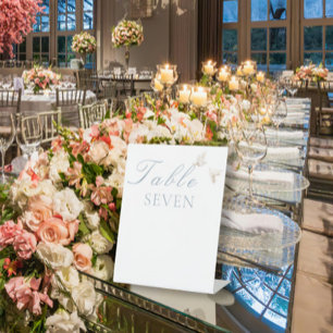 Signe De Table Mariage élégant blanc Doves Numéro de table