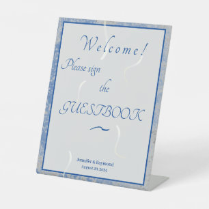 Signe De Table Mariage en marbre bleu et gris