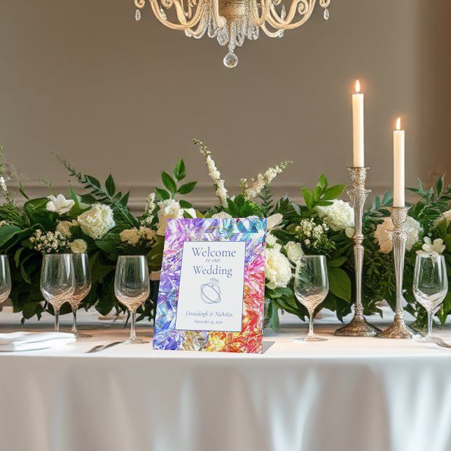 Signe De Table Mariage en pierre de cristal de couleur diamant (Créateur téléchargé)