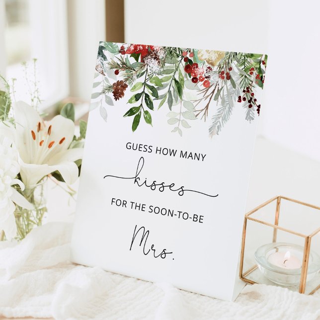 Signe De Table Mariage Evergreen devine combien de baisers (Créateur téléchargé)