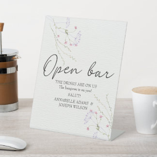 Signe De Table Mariage fleurs aquarelles minimalistes blanches