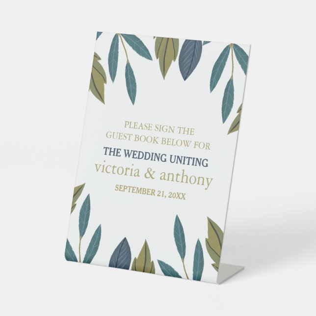 Signe De Table Mariage floral feuille rustique (Recto)