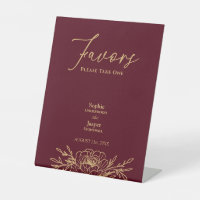 Mariage Floral Or Bourgogne Faveurs