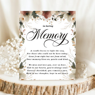 Signe De Table Mariage Floral Rustique Cottagecore En Mémoire Amo