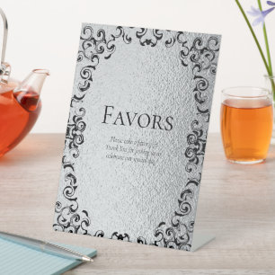 Signe De Table Mariage gothique argenté et noir