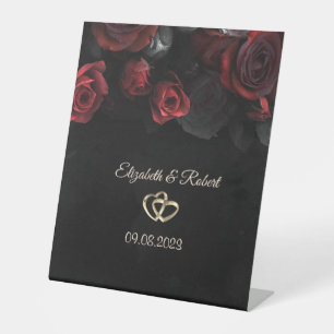 Signe De Table Mariage gothique aux roses rouges élégantes