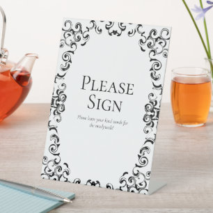 Signe De Table Mariage gothique noir et blanc