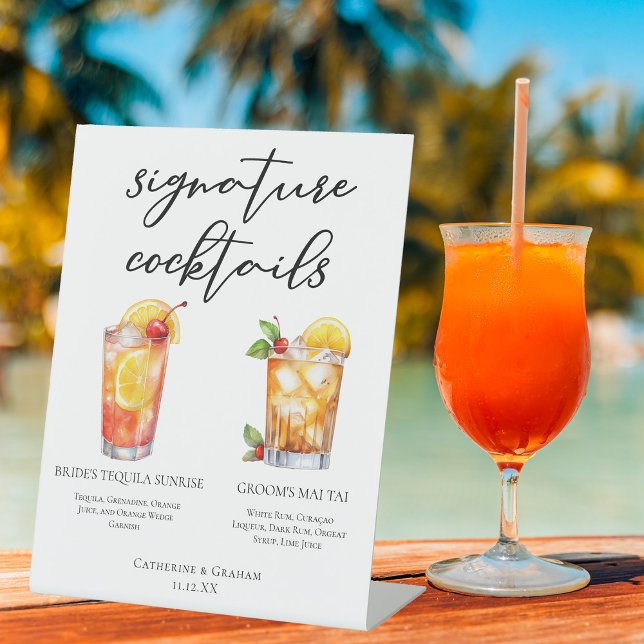 Signe De Table Mariage Groom Beach Mariage Signature Cocktails Me (Créateur téléchargé)