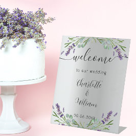 Signe De Table Mariage lavande argent eucalyptus bienvenue