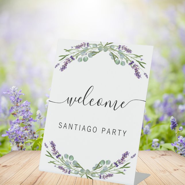 Signe De Table Mariage lavender nom script bienvenue (Créateur téléchargé)