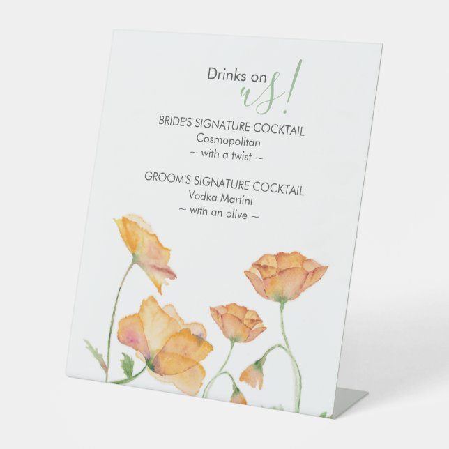 Signe De Table Mariage Menus Bar Whimsical Fleurs sauvages (Recto)