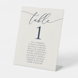 Signe De Table Mariage minimaliste bleu et crème marine Numéro de