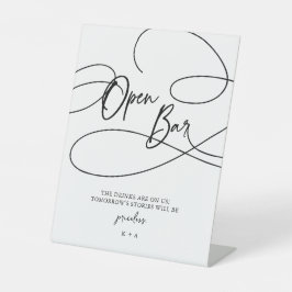Signe De Table Mariage minimaliste moderne design Script "Open Ba