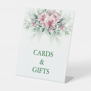 Signe De Table Mariage Moderne Élégant Rose Vert