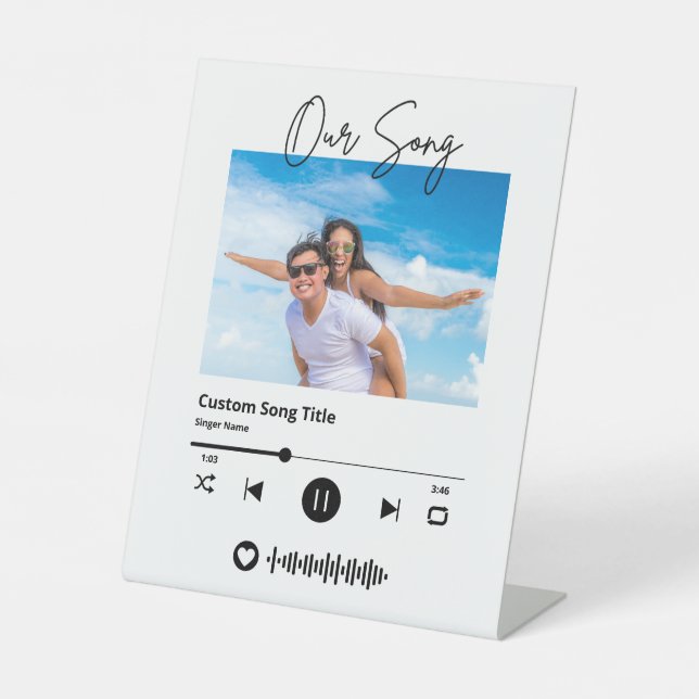 Signe De Table Mariage Music Scannable Code Notre Chanson (Recto)