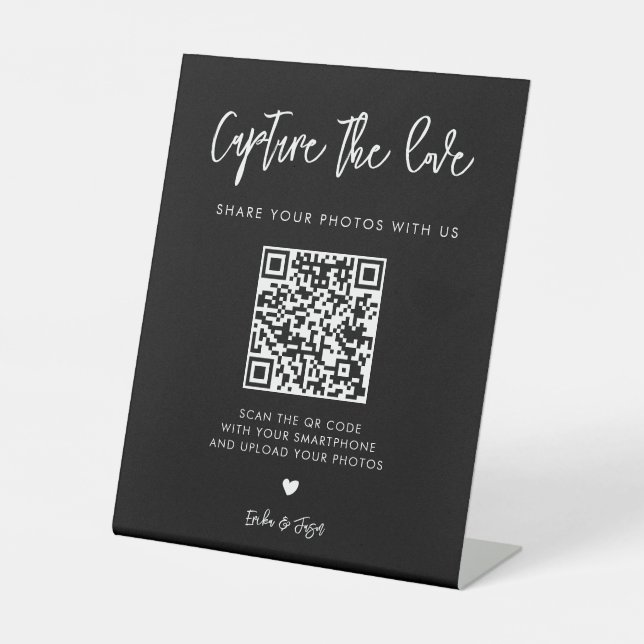 Signe De Table Mariage noir contemporain Capter l'amour (Recto)
