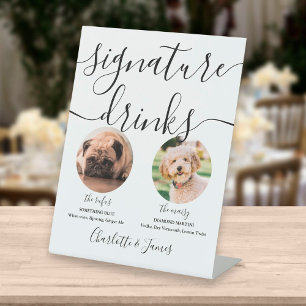 Signe De Table Mariage Noir Et Blanc Pet Chien Signature Boissons