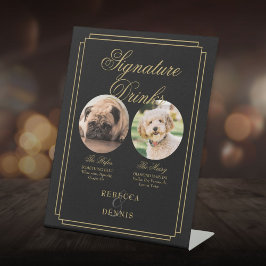 Signe De Table Mariage Noir Et Or Pet Chien Signature Boissons