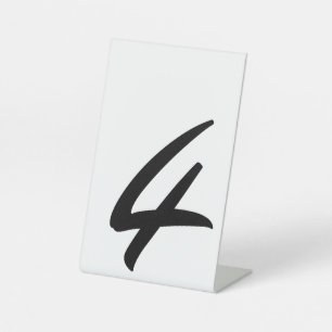 Signe De Table Mariage Noir Tableau Numéro 4 Signal Piédestal