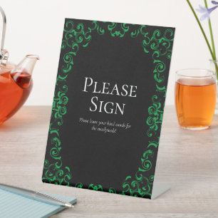 Signe De Table Mariage noir vert
