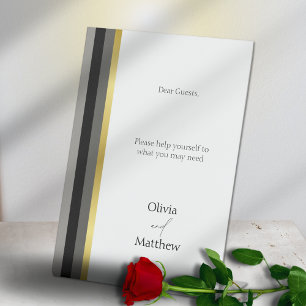 Signe De Table Mariage Rayure Noir Gris Or Produits d'accueil pou