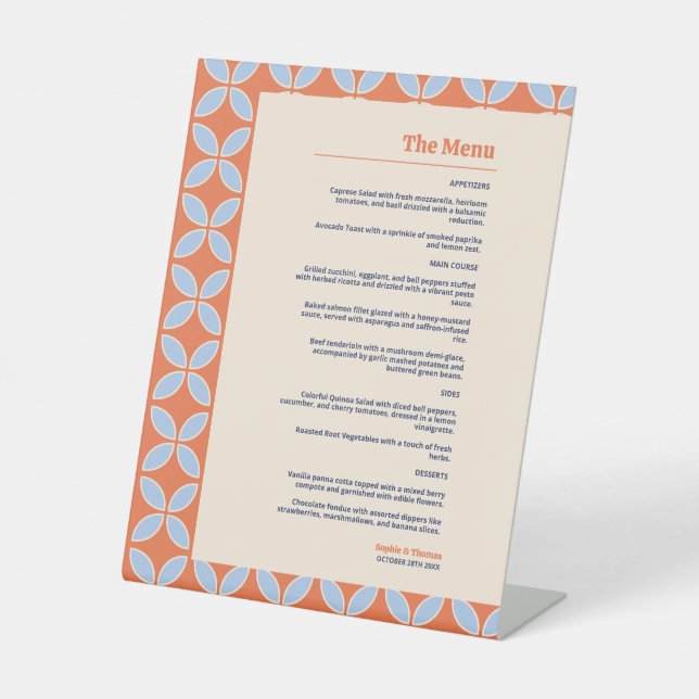 Signe De Table Mariage rétro du milieu du siècle (Recto)