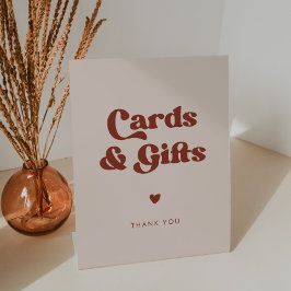Signe De Table Mariage rétro élégant Peach Pink Cartes & Cadeaux
