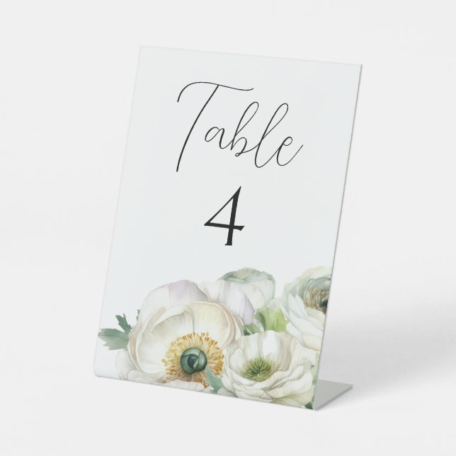Signe De Table Mariage romantique blanc Ranunculus (Recto)