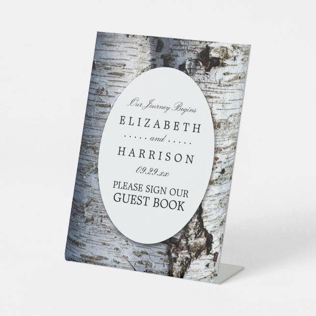 Signe De Table Mariage rustique de Birch Tree (Recto)