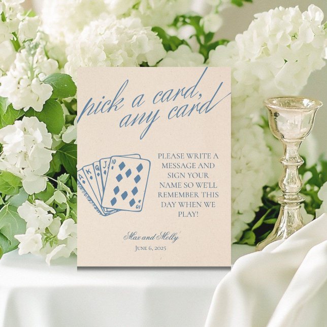 Signe De Table Mariage Serif moderne Jouer des cartes (Add a fun touch to your wedding or event with this modern serif playing cards guest book sign!)