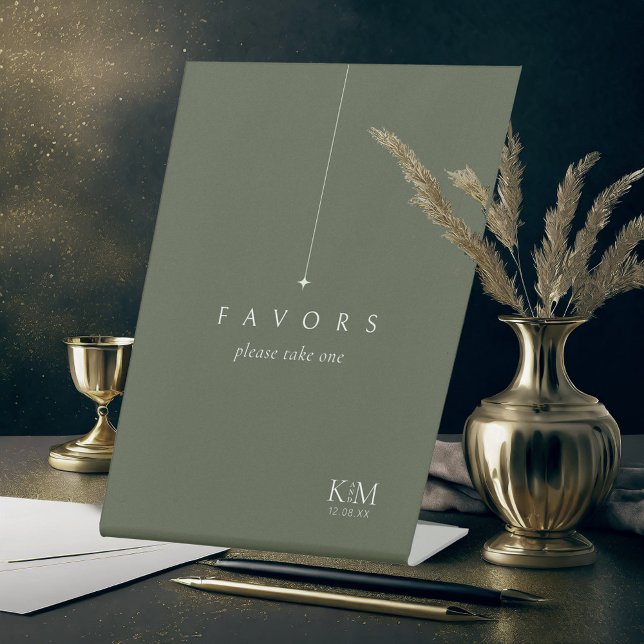 Signe De Table Mariage Simple Chic Favors Moss Green ID1046 (Créateur téléchargé)