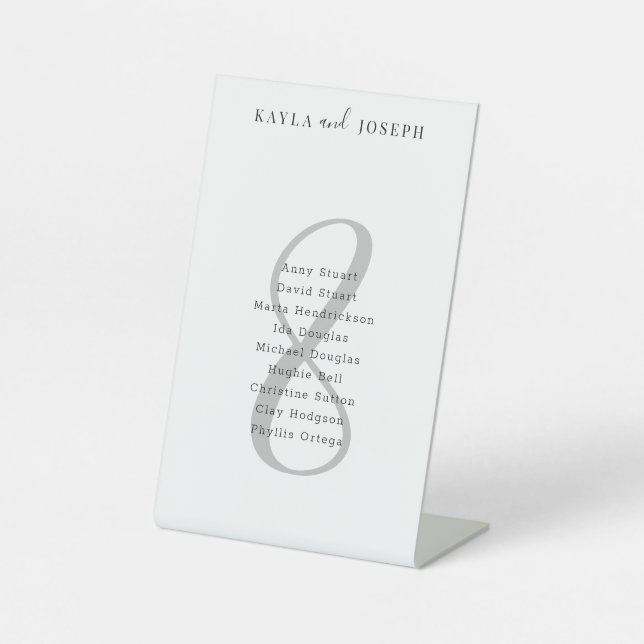 Signe De Table Mariage simple et élégant Tableau Numéro 8 (Recto)
