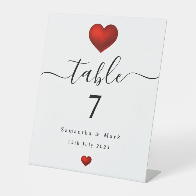 Signe De Table Mariage simple moderne Red Heart (Recto)