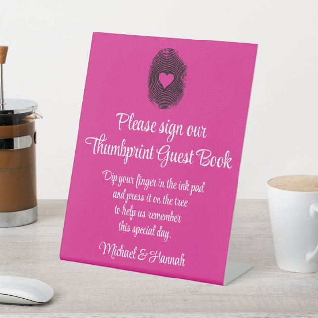 Signe De Table Mariage Thumbprint Pink Livre d'invité Table d'acc (In SItu)