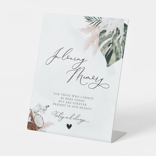 Signe De Table Mariage Tropical Beach Dusty Blue Memorial (Recto)