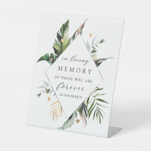 Signe De Table Mariage Vert Foliage Tropical En Mémoire Amoureuse