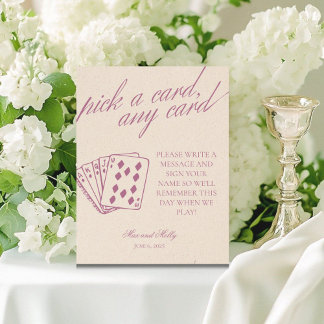 Signe De Table Mariage violet moderne Jouer aux cartes Signal de 
