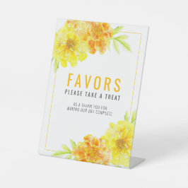 Signe De Table Marigold jaune aquarelle art mariage faveurs