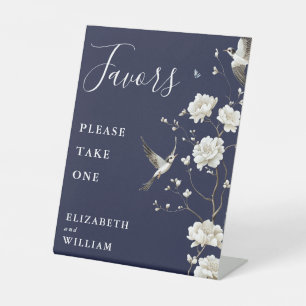 Signe De Table Marine Blue Chinoiserie Floral Faveurs Mariage